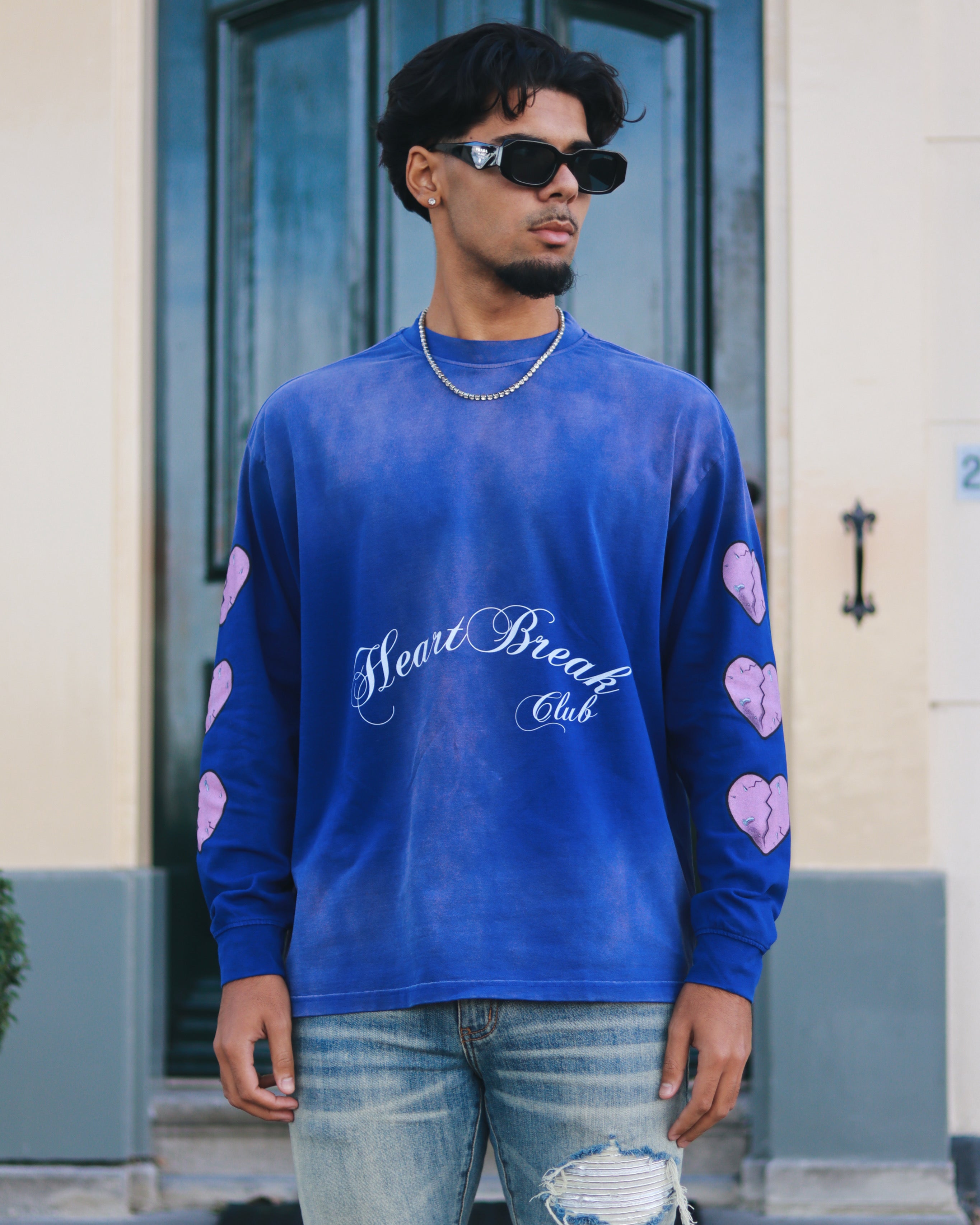 HEARTBREAKCLUB VINTAGE LONG SLEEVE - WASHED BLUE