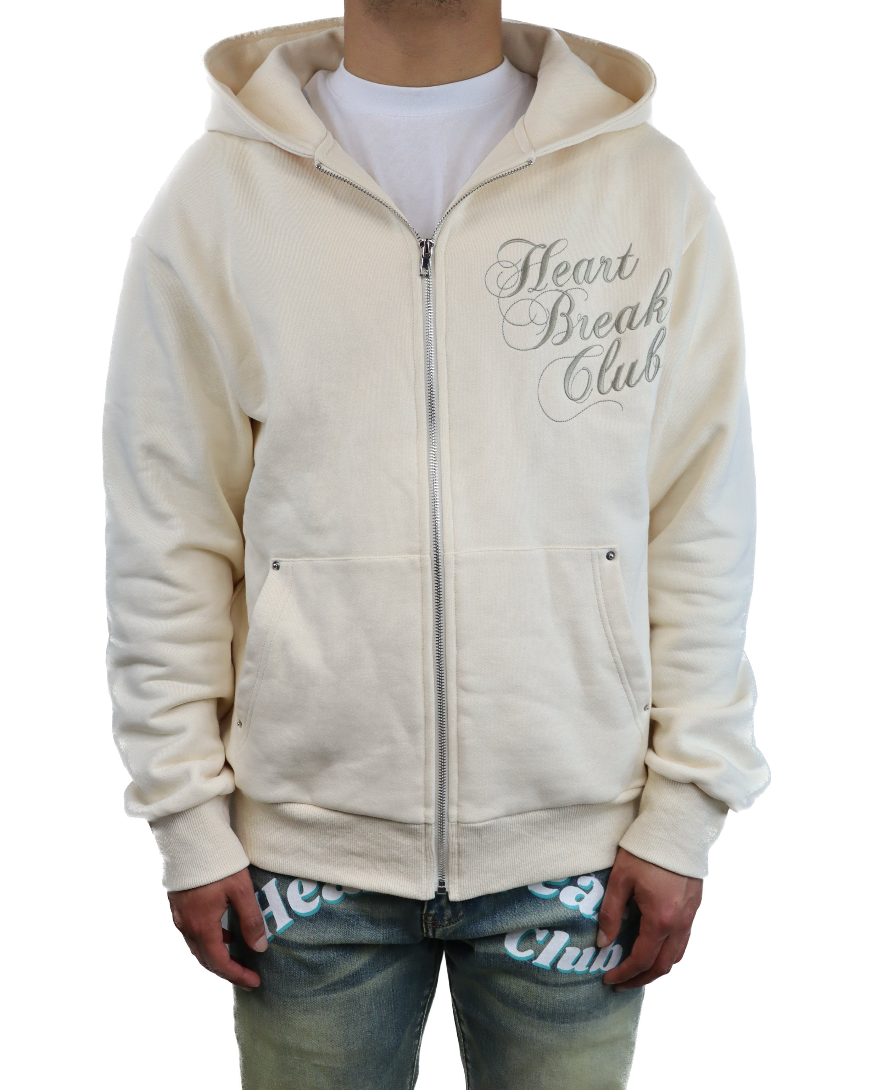 HEARTBREAKCLUB | HOODED ZIP SAND